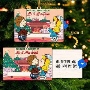 Personalized Gifts For Couple Christmas Wooden Slider Ornament, Kissing Couple 03toti171024hg-Homacus