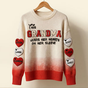 Hearts On My Sleeve Sweater - Personalized Gifts For Mom 03KITI030326-Homacus