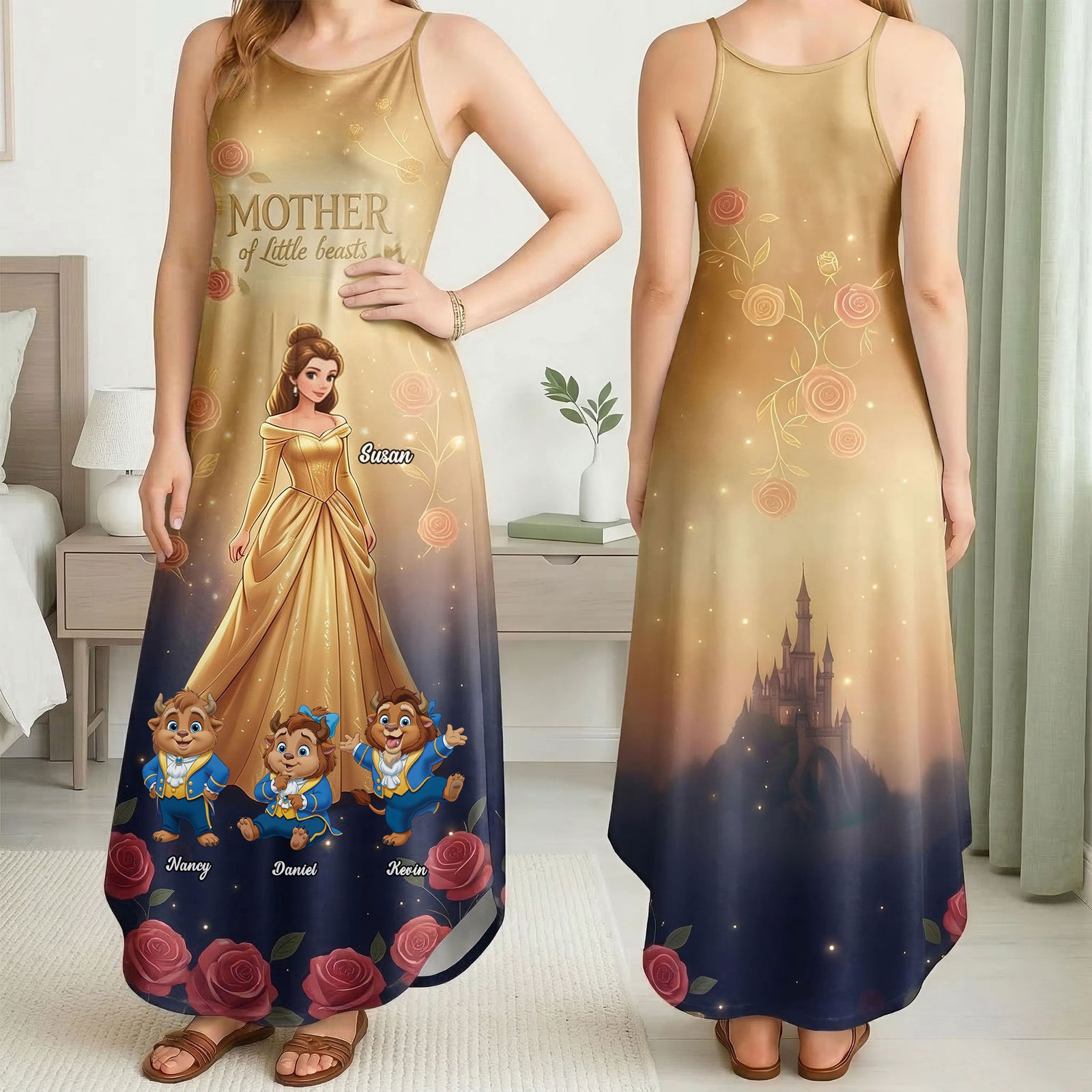 Enchanted Rose Suspender Maxi Dress - Personalized Gifts For Moms 03QHTI180326-Homacus