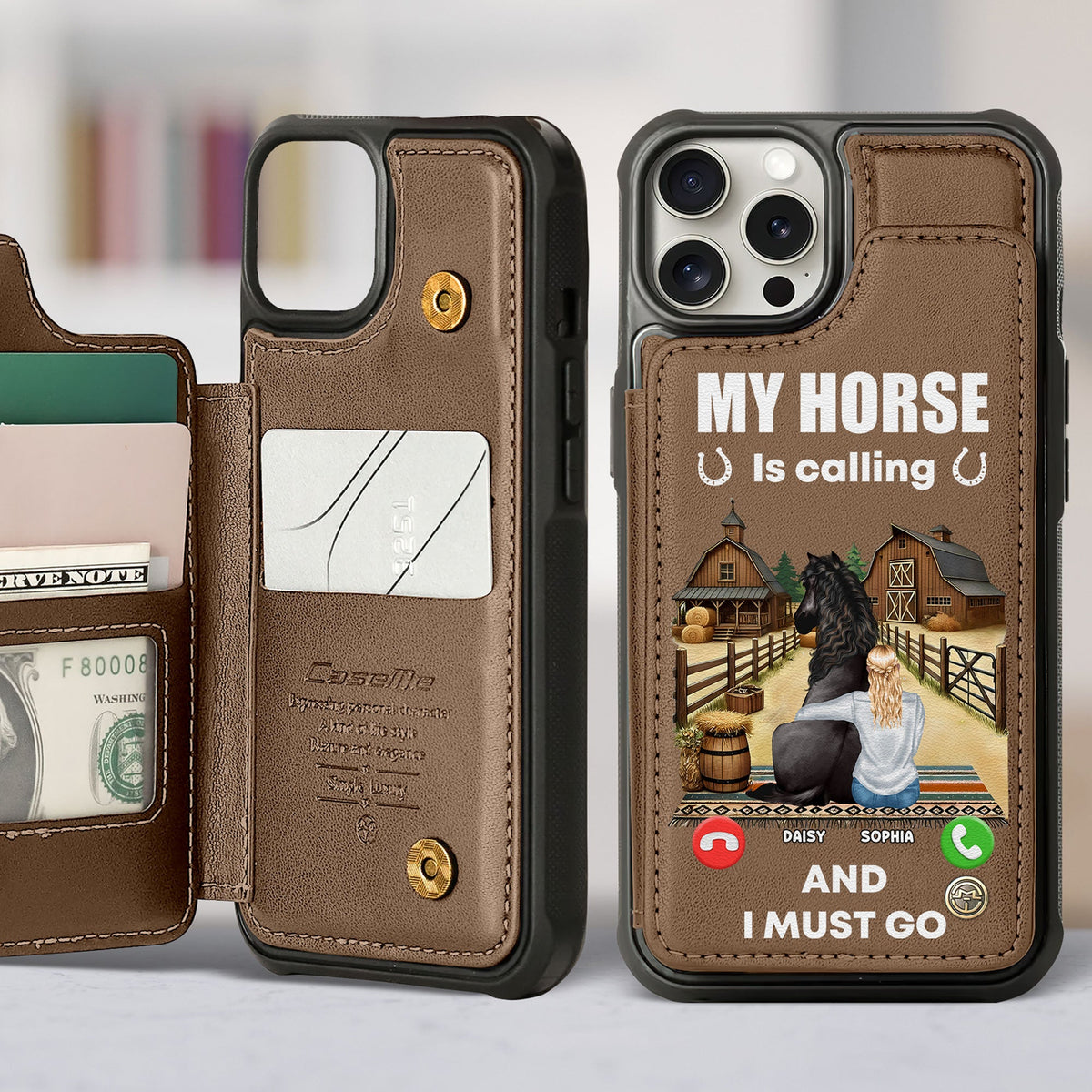 Personalized Gifts For Horse Lovers Leather Flip Wallet Phone Case, My Horse Is Calling 05tgti280225-Homacus