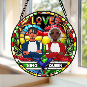 Personalized Gifts For Black Couple Stained Glass, Proud King & Queen 04qhti030125pa-Homacus