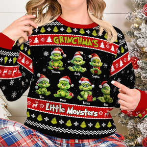 Personalized Gift for Grandma, Little Green Monsters Ugly Sweater 01TOTI270924-Homacus