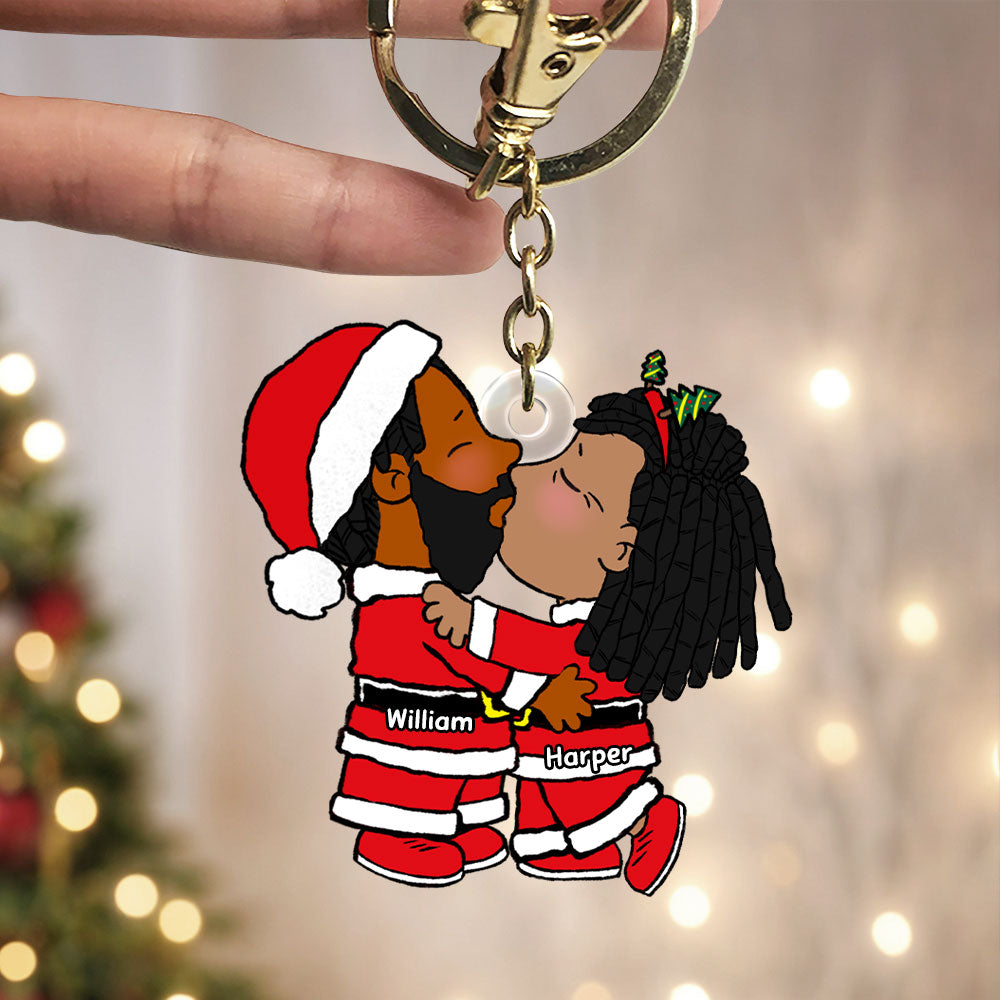 Personalized Gifts For Couple Christmas Keychain Kissing Couple 052ACTI151124HG-Homacus