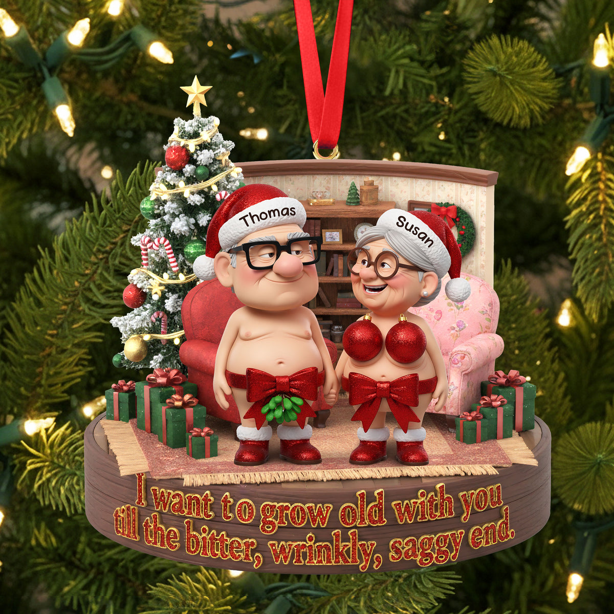 Naughty Old Couple Ornament - Personalized Gifts For Couple 04nati230925-Homacus
