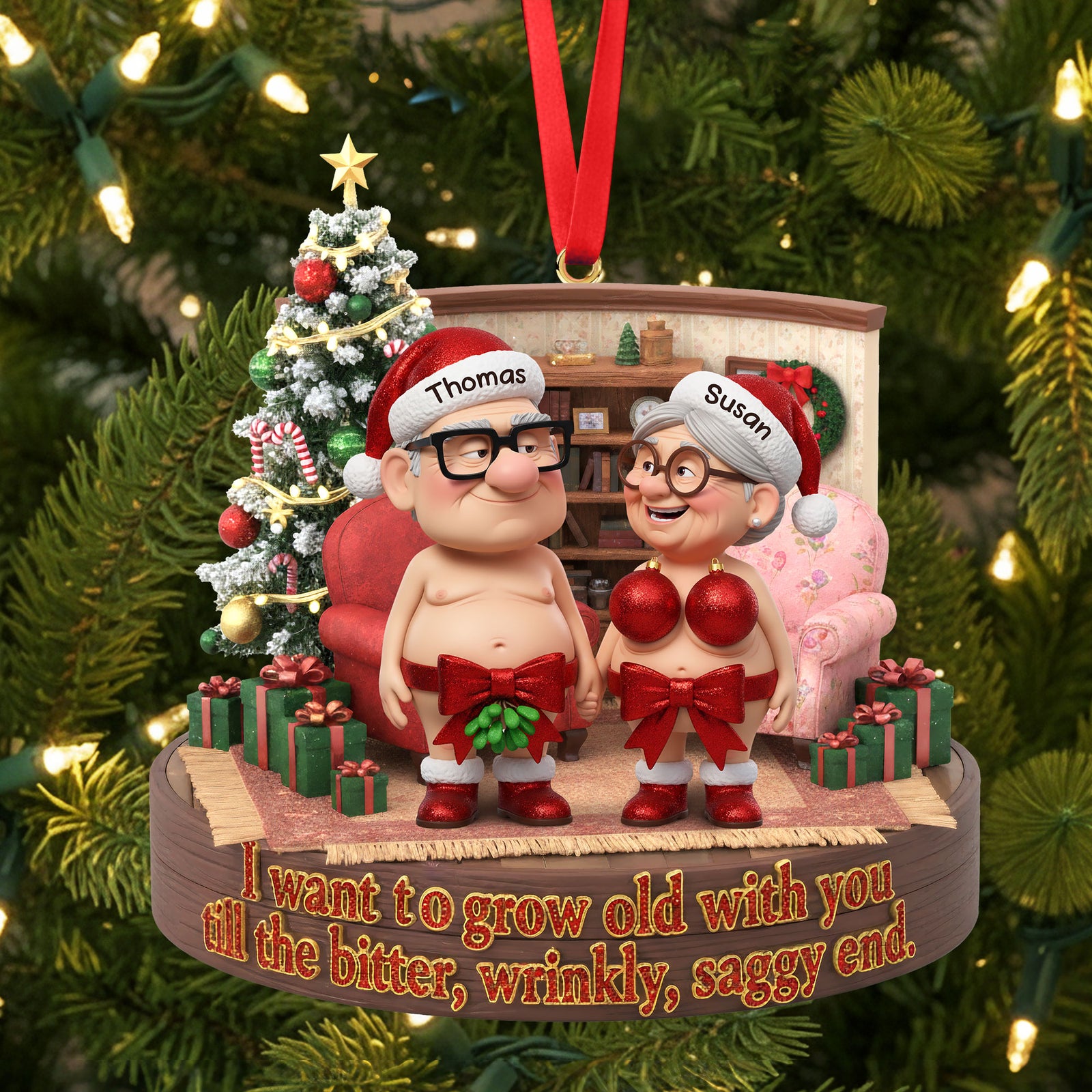 Naughty Old Couple Ornament - Personalized Gifts For Couple 04nati230925-Homacus