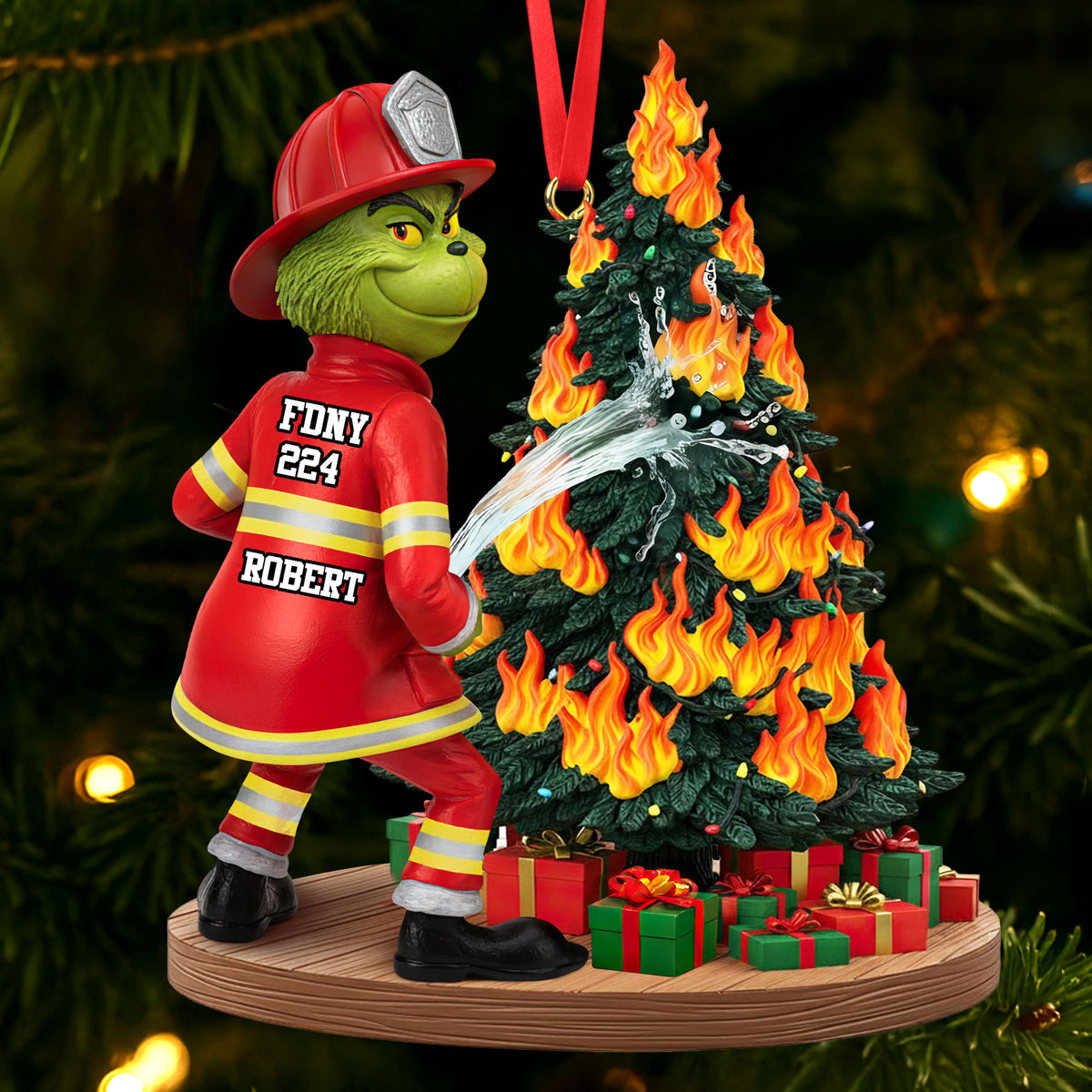 Funny Green Firefighter Ornament - Personalized Gifts For Firefighter 05huti071025-Homacus