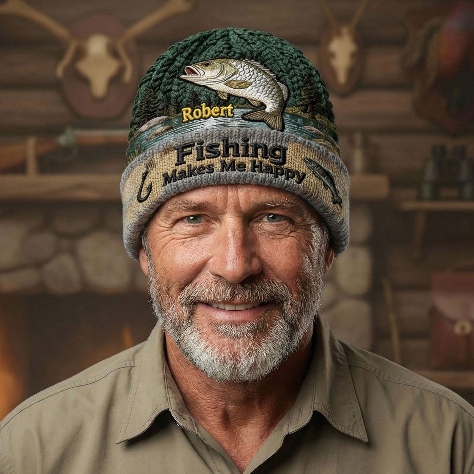 Fishing Bobble Beanie Hat - Personalized Gifts For Fishing Lovers 03pati090126-Homacus