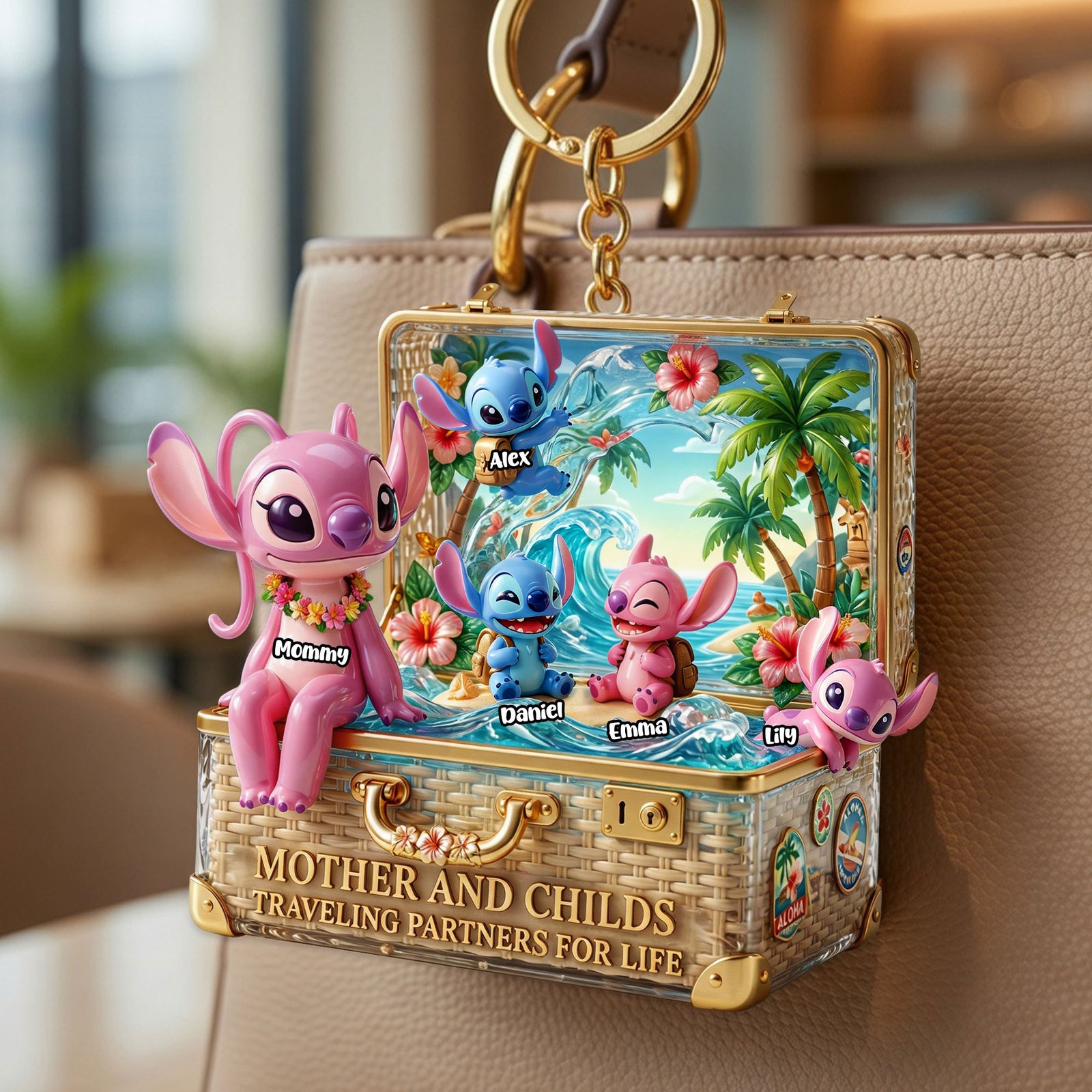 Cute Traveling Mom Keychain - Personalized Gifts For Moms 01PATI130426-Homacus