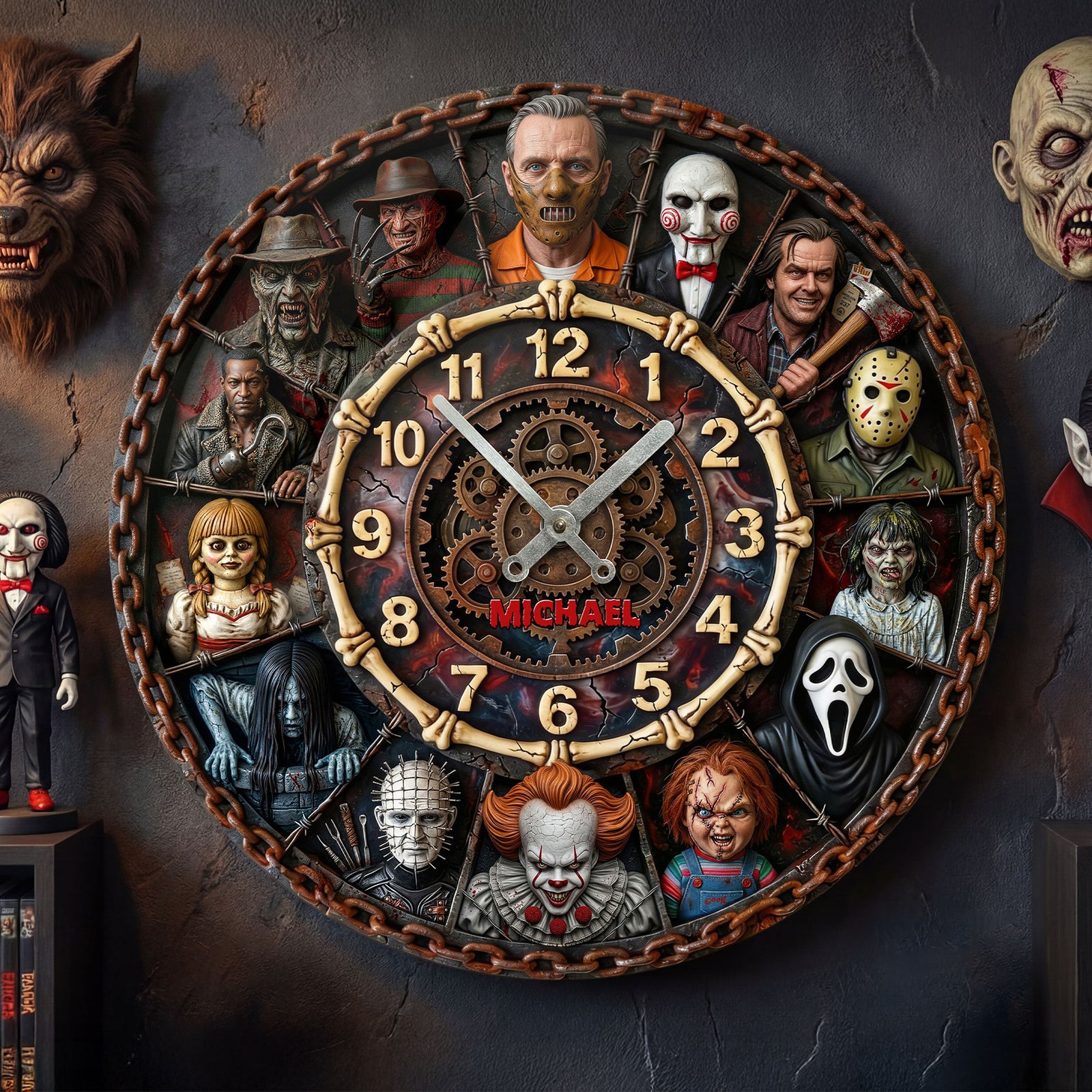 Horror Fans Wall Clock - Personalized Gifts For Villain Fans 1 Layer Acrylic Hanging Wall Clock 06HUTI270226-Homacus