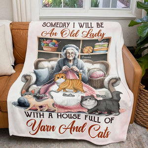 Personalized Gifts For Knitting Cat Lady Blanket 01QHTI040924-Homacus