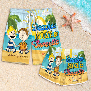 Personalized Gifts For Couple Shorts Beaches Booze & Sweetie Couple 06TOTI190724HH-Homacus