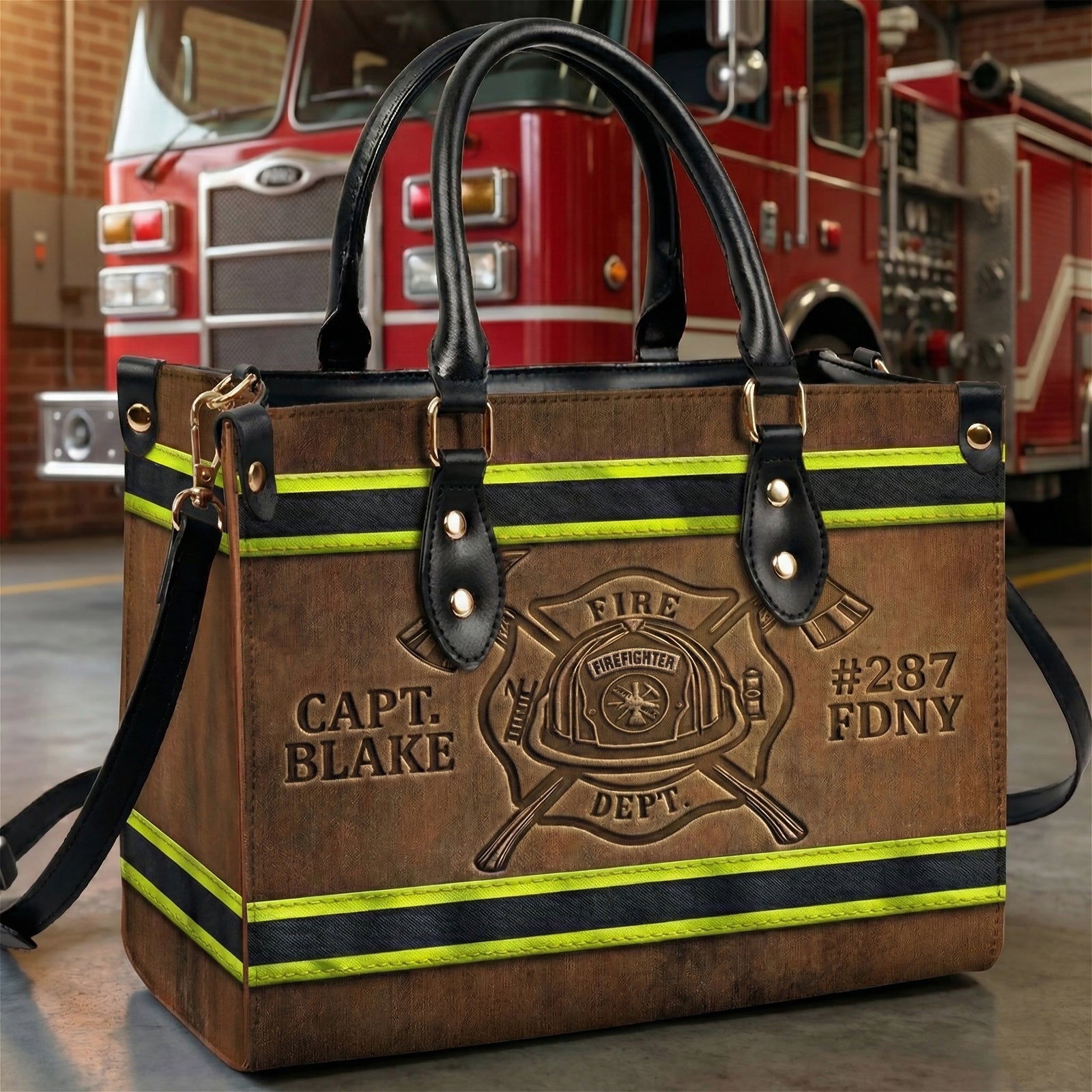 Fire Dept Leather Bag, Personalized Gifts For Female Firefighter & Firefighter Wife 02qhti151225-Homacus