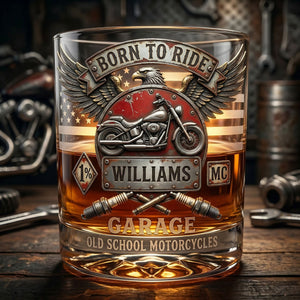 Born To Ride 11oz Round Glass - Personalized Gifts For Bikers 03pati300326-Homacus