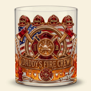 Firefighter Daddy's Crew Glass Mug Personalized Gifts For Dad 01PATI060526-Homacus