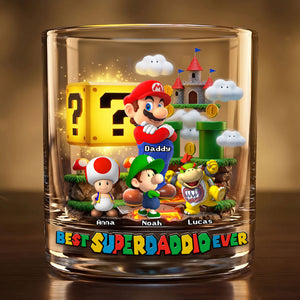 Retro Game Dad Round Glass - Personalized Gifts Father's Day Glass 05OHTI250426-Homacus