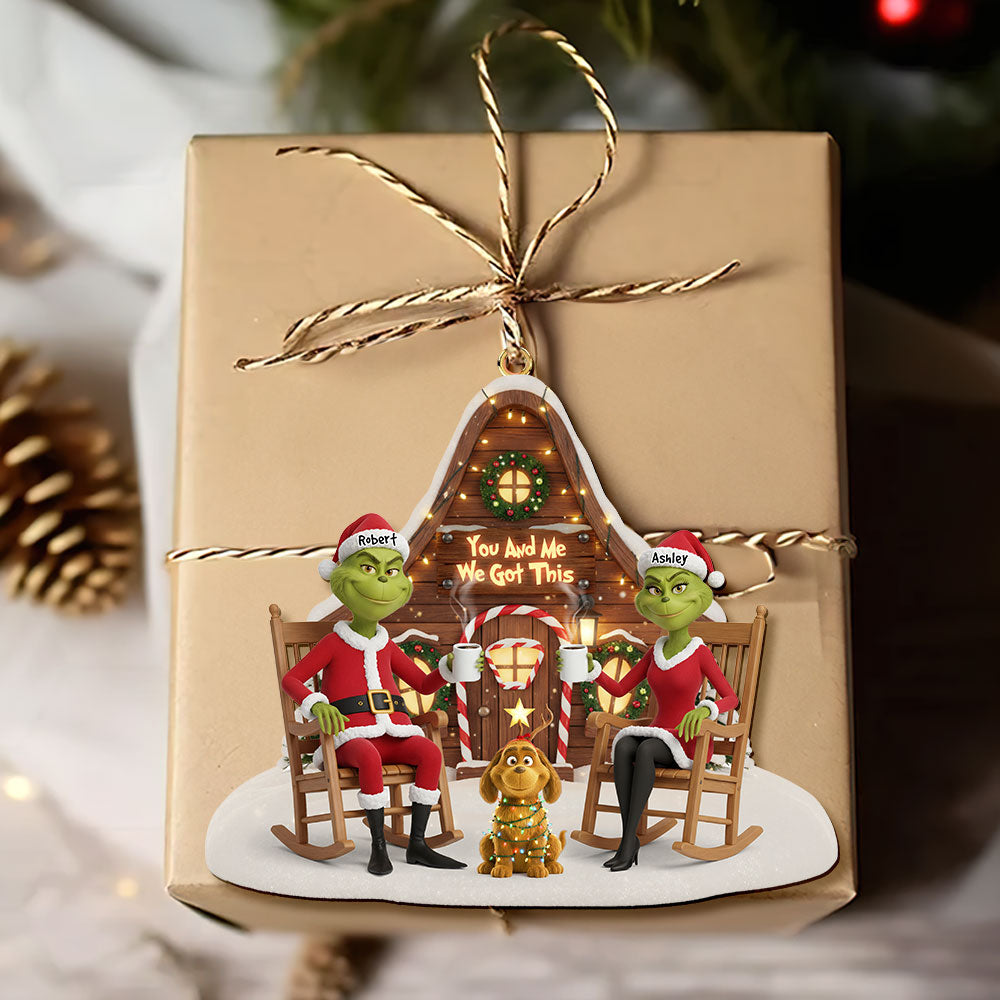 Dog Lover Green Monster Couple Ornament - Personalized Gift For Couple Christmas Ornament 03OHTI171025-Homacus