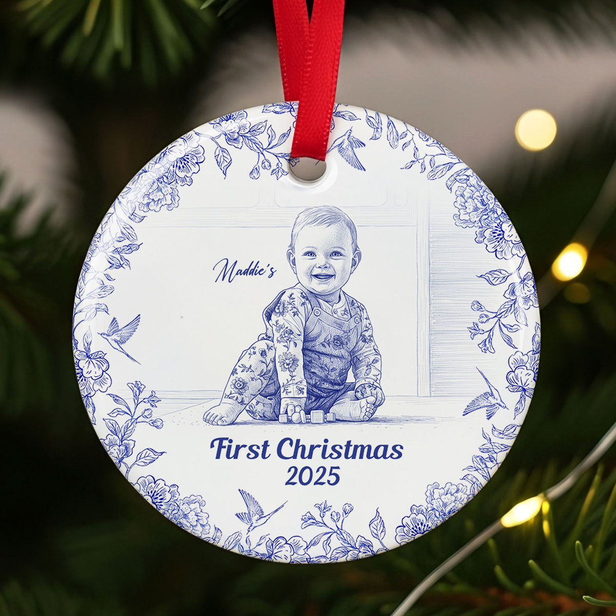 Toile De Jouy Family Ornament, Custom Photo Gifts For Family 03qhti150925-Homacus