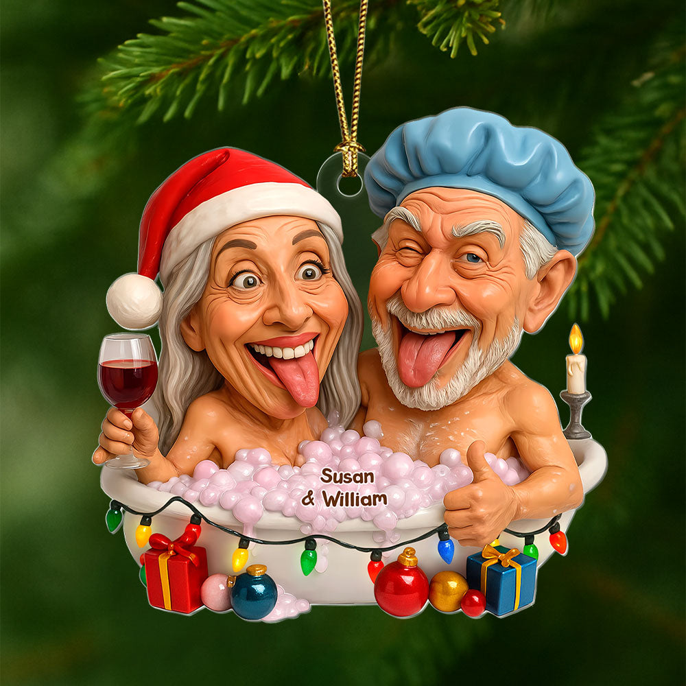 Funny Bathtub Couple Ornament - Custom Photo Gifts For Couple 02nati210825-Homacus