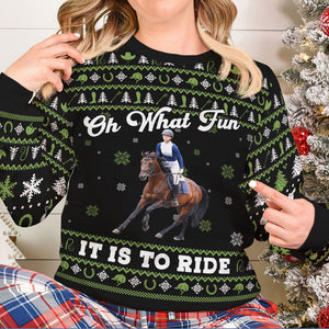 Custom Photo Gifts For Horse Riding Lovers Ugly Sweater 03pgti091024-Homacus