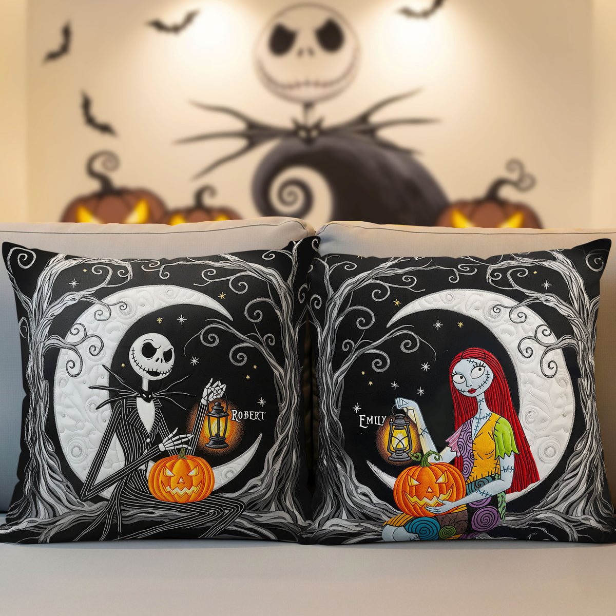 Spooky Couple Pillow - Personalized Gifts For Couple 01pati300825-Homacus