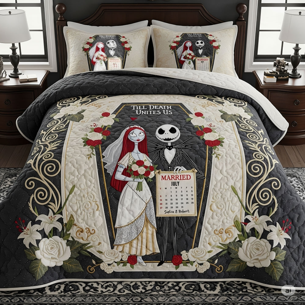 Haunted Couple Quilt Bedding Set - Personalized Anniversary Gifts For Couple 01ohti090725tt-Homacus