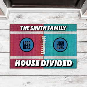 Football House Divided Doormat - Custom Team Logo Gifts For Football Lovers-Homacus