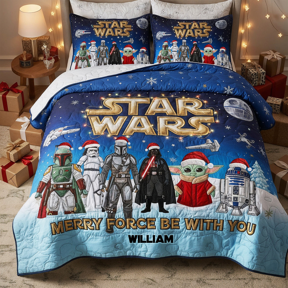 Merry Christmas From Galaxy Quilt Bed Set, Personalized Gifts For Fans Christmas Bed Set 03QHTI251025-Homacus