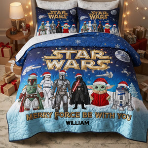 Merry Christmas From Galaxy Quilt Bed Set, Personalized Gifts For Fans Christmas Bed Set 03QHTI251025-Homacus