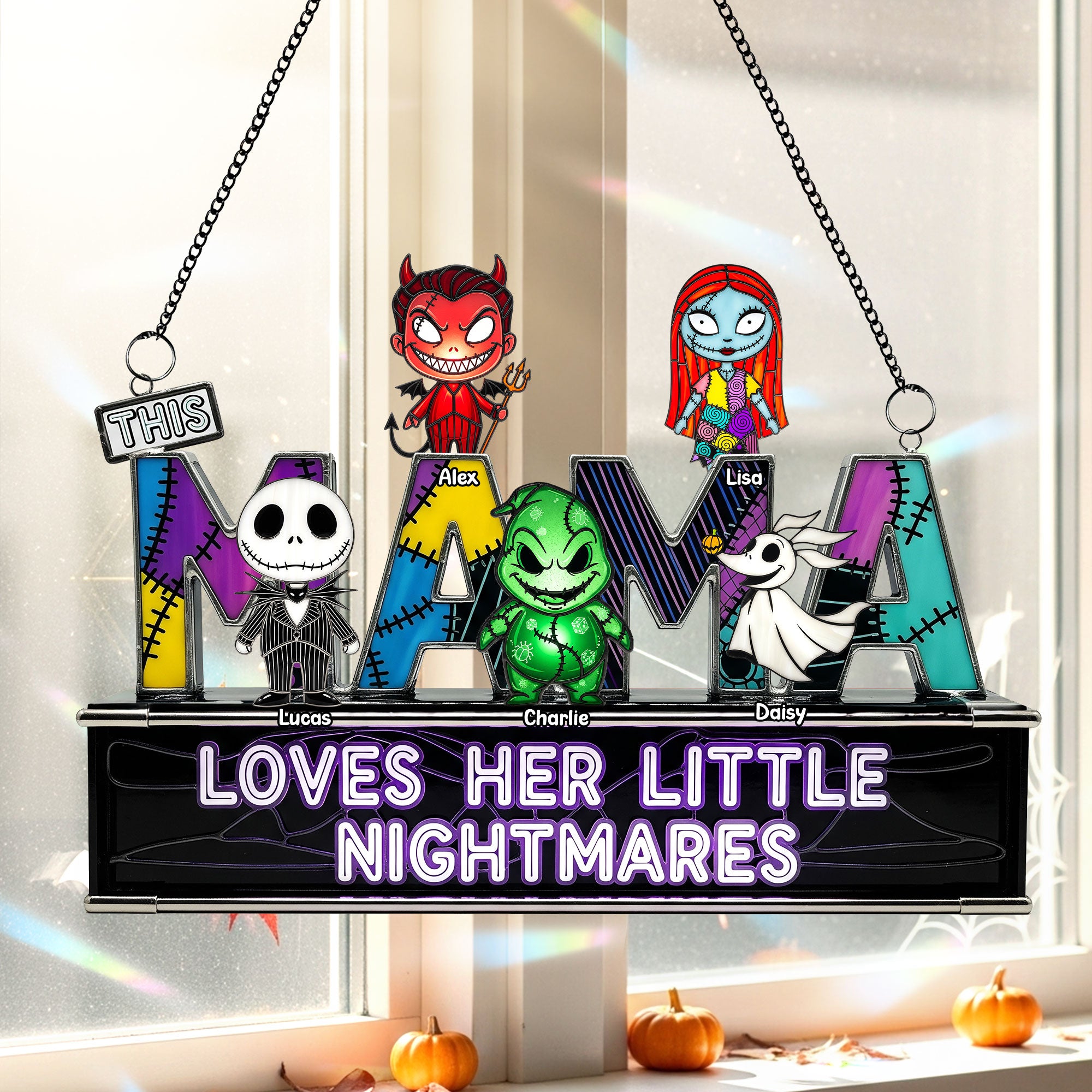 Spooky Mom And Kids Suncatcher - Personalized Gifts For Mom 04ohti030925-Homacus