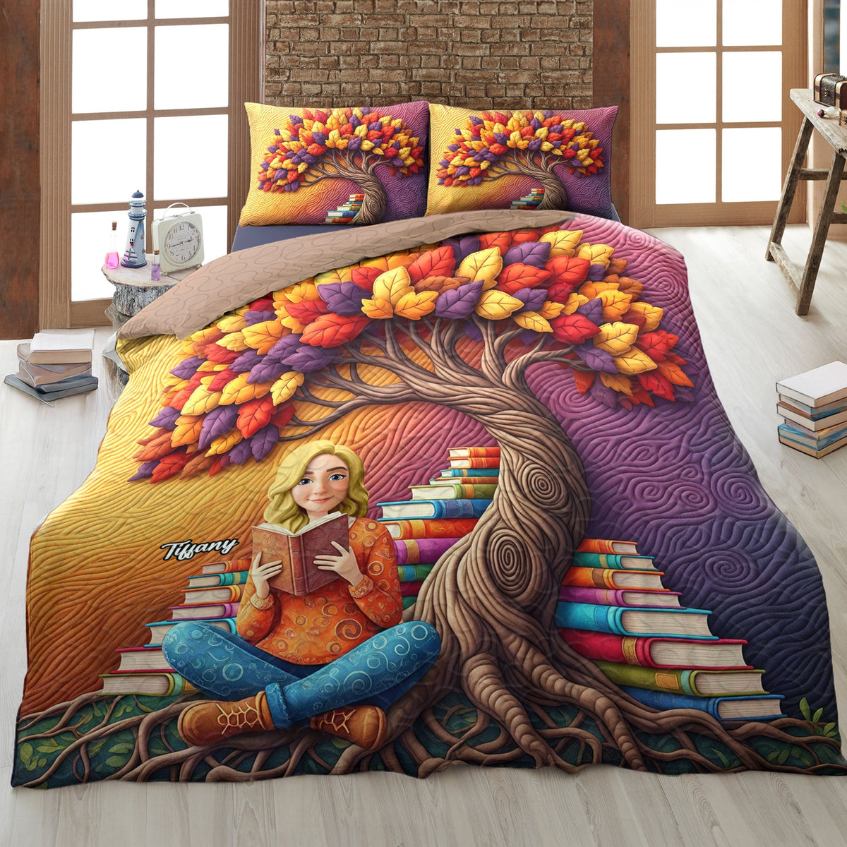 Reading Girl Quilt Bedding Set - Personalized Gifts For Book Lovers 03huti040625-Homacus