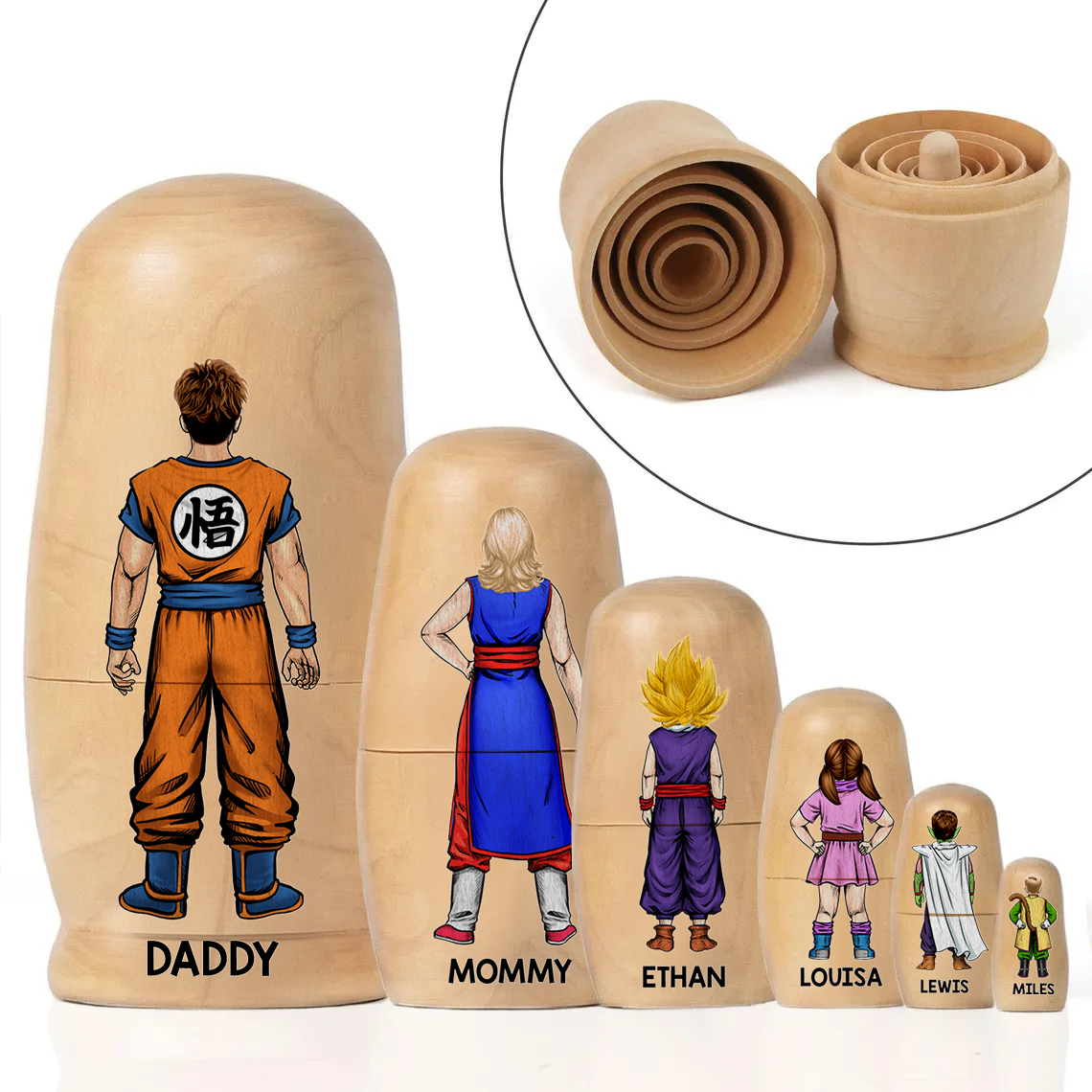 Legend Warrior Dad Nesting Dolls - Personalized Gifts For Dad Wooden Nesting Dolls 041QHHU080426-Homacus