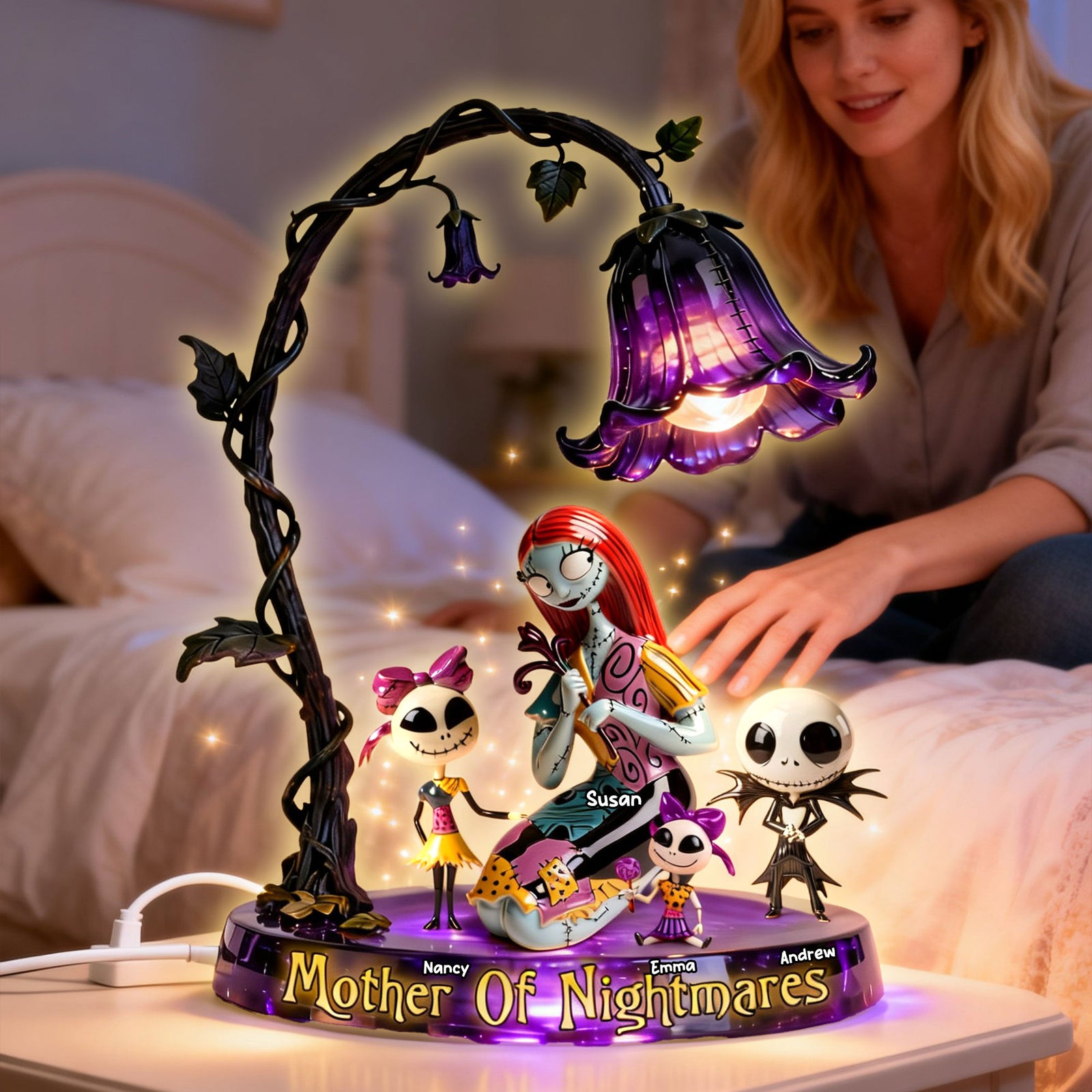 Spooky Mom And Kids Light Box- Personalized Gifts For Mother's Day Custom Shape Acrylic Light Box 01NATI250226-Homacus