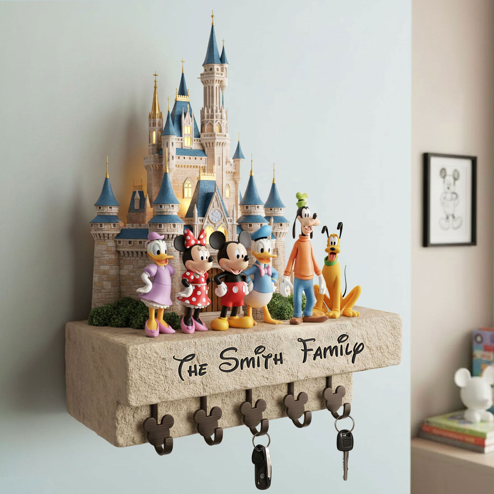 Cute Characters Wood Key Hanger - Personalized Gifts For Family 01hyti161225