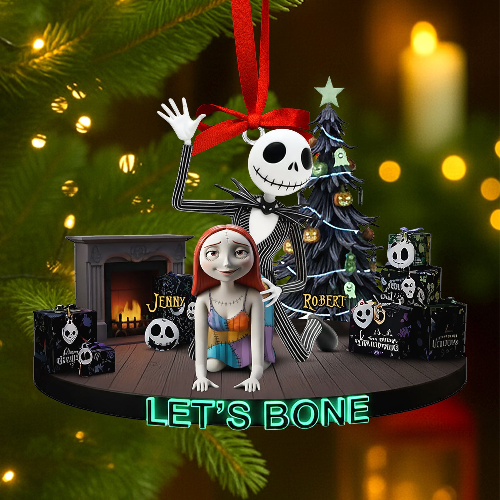 Mischievous Spooky Couple Christmas Ornament, Personalized Gifts For Couple 05qhti160925-Homacus