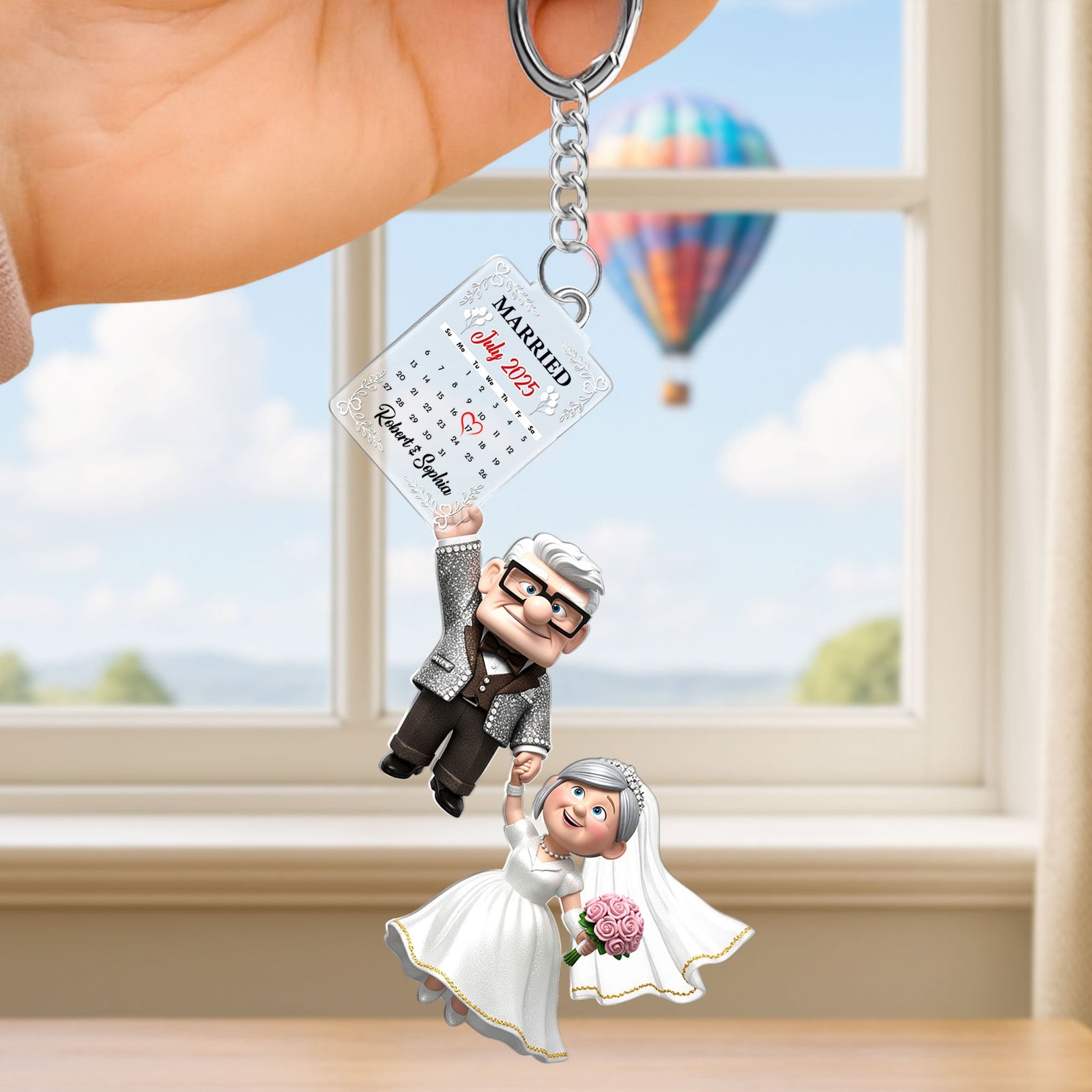 Old Wedding Couple Keychain - Personalized Gifts For Couple 01ohti270625-Homacus