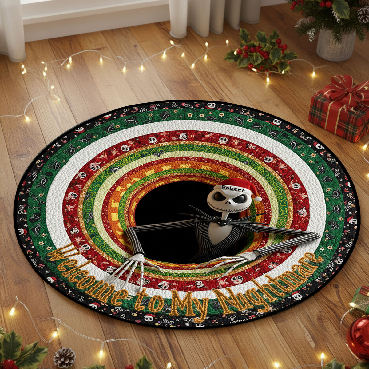 Personalized Spooky Christmas Gifts For Horror Fans Quilted Round Mat 05tgti300925-Homacus