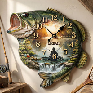 Fishing Lake Scene Acrylic Clock – Personalized Gifts For Fishing Lovers 01huti240126-Homacus