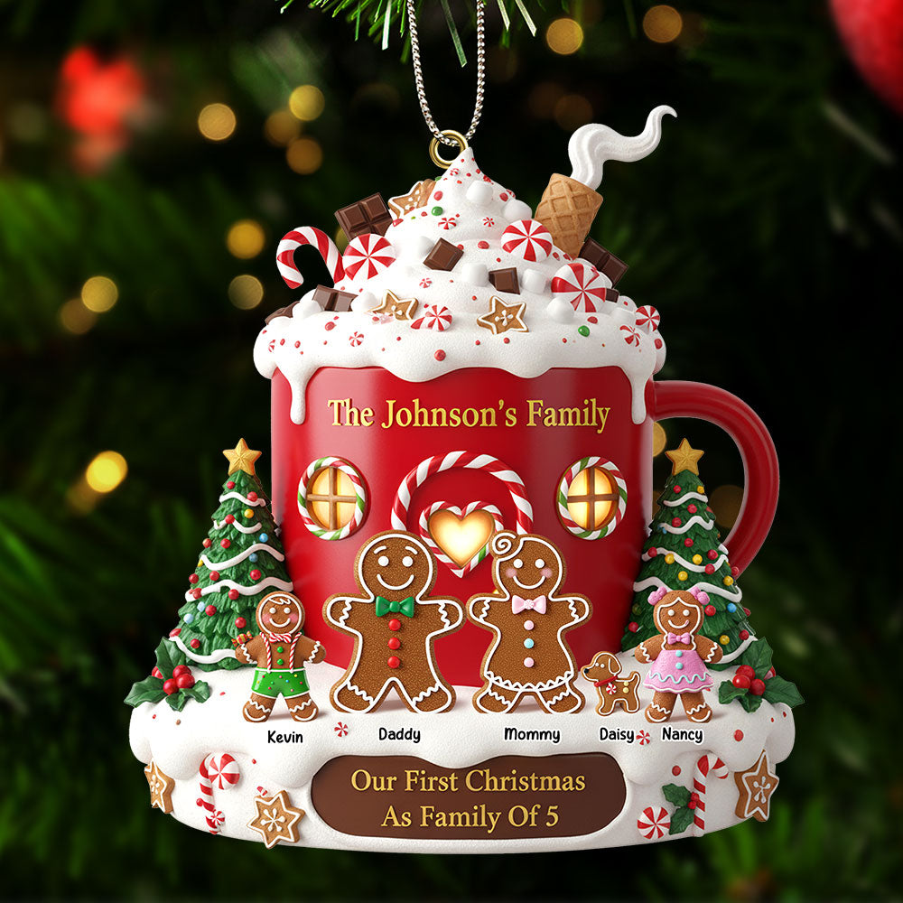Gingerbread Family Ornament - Personalized Gift For Family Christmas Ornament 01HYTI311025-Homacus