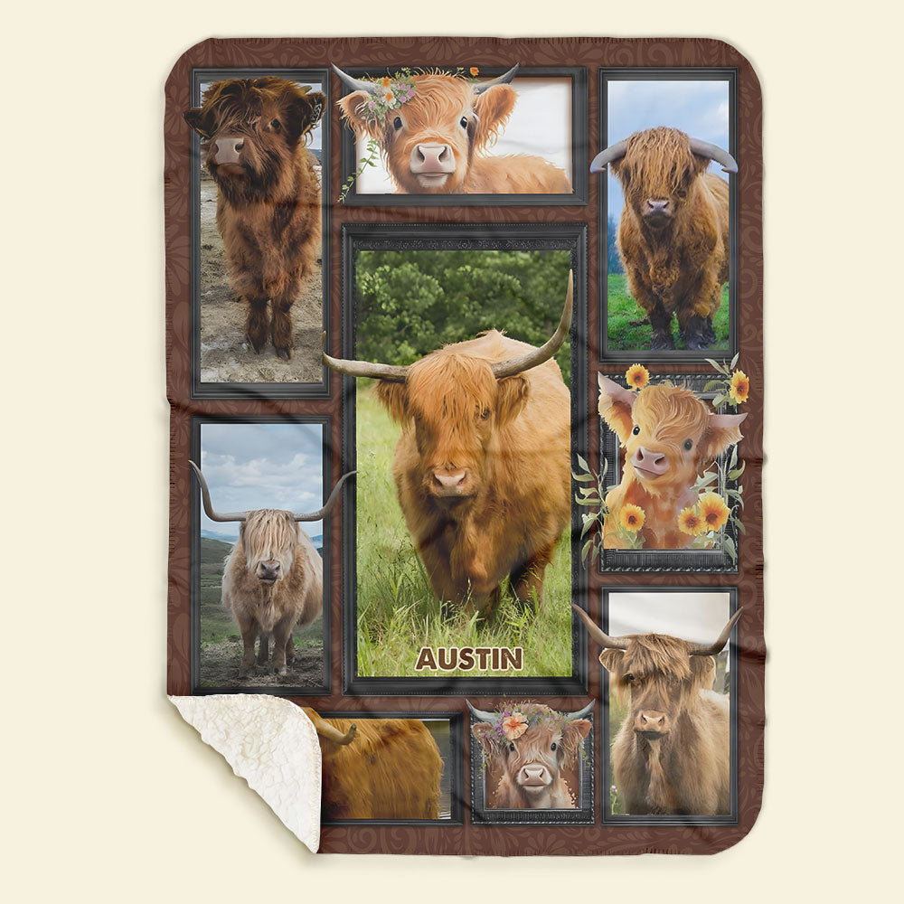 Highland Cow - Personalized Photos Collage Blanket 021qhti311224-Homacus