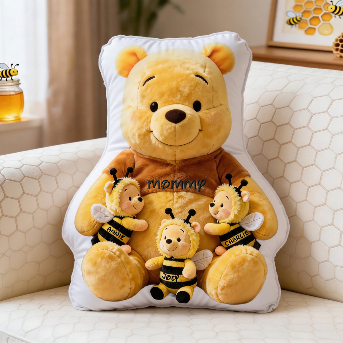 Mom With Kids Bee Pillow - Personalized Gifts For Mom 05ohlu100326-Homacus