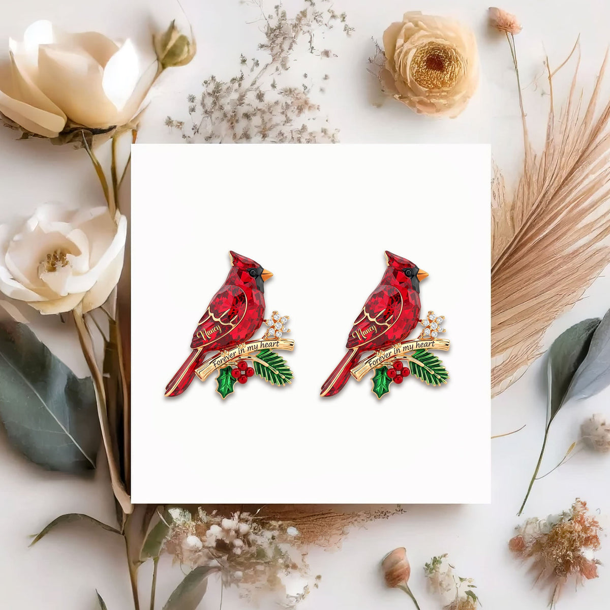 Cardinal Heaven Christmas Stud Earrings - Personalized Gifts For Her 02pgti080925-Homacus