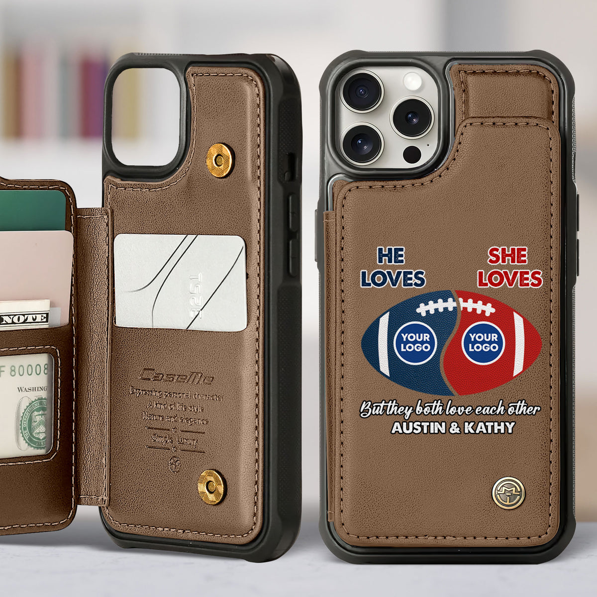 Personalized Gifts For American Football Couple Leather Flip Wallet Phone Case 05huti210225-Homacus