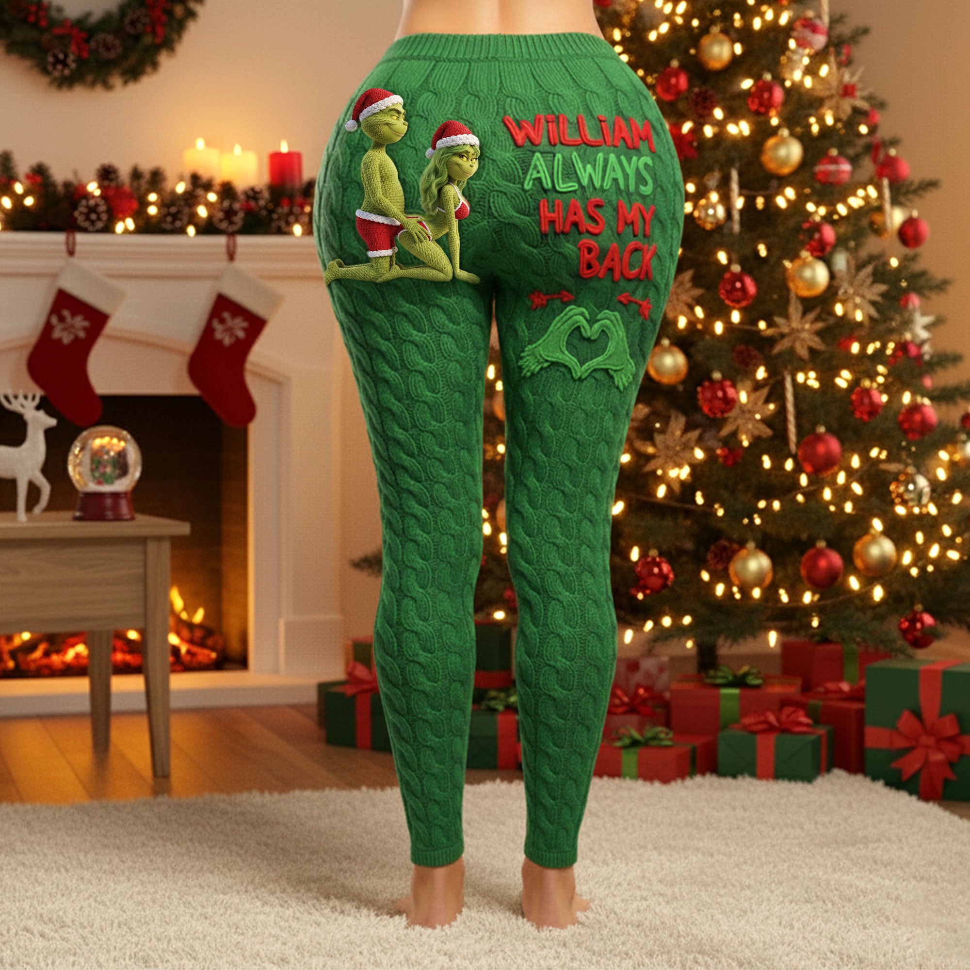 Cheeky Couple Leggings - Personalized Gifts For Couple Christmas Leggings 05OHTI111125-Homacus