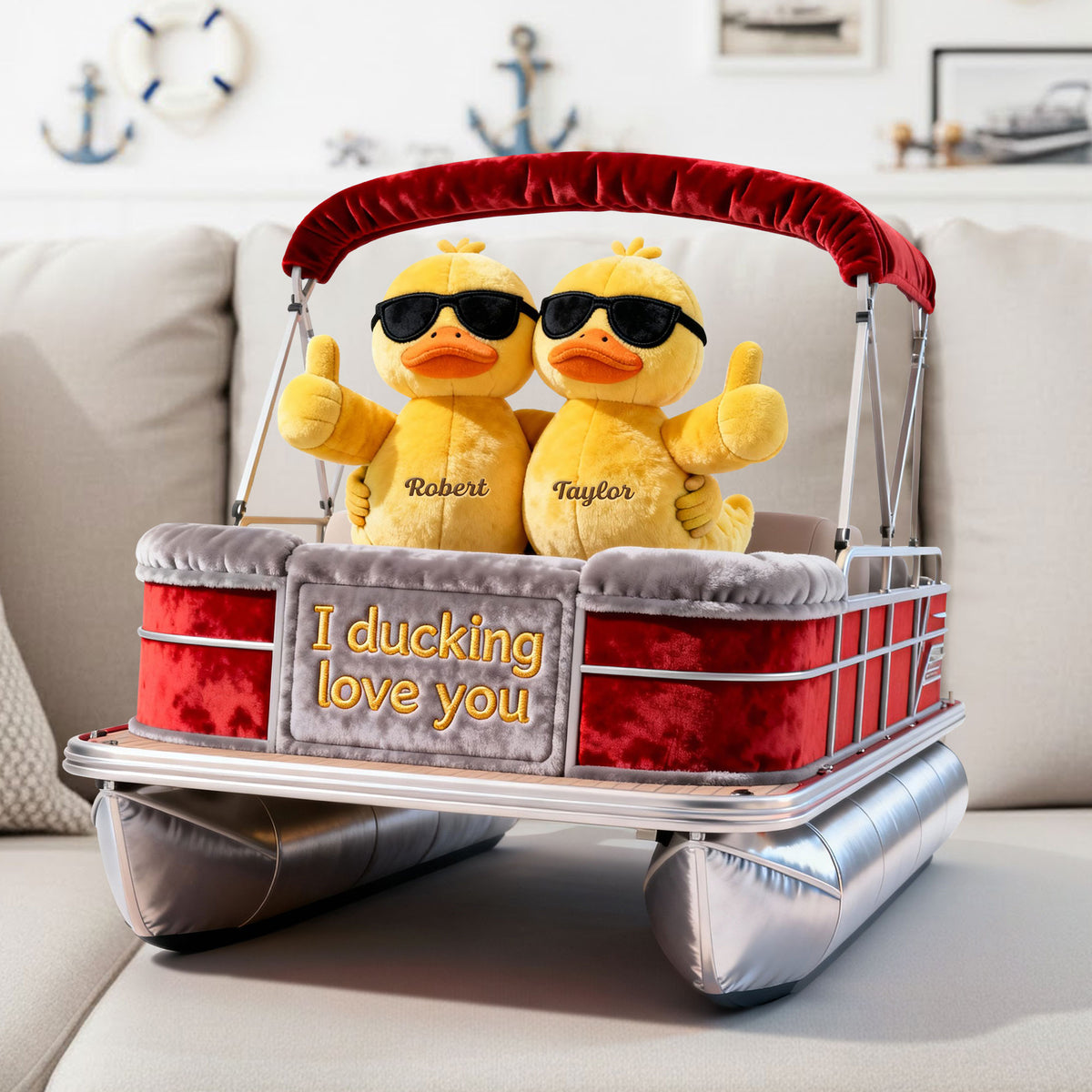 Pontoon Duck Couple Custom Shape Pillow - Personalized Gifts For Couples 04ohti121225-Homacus