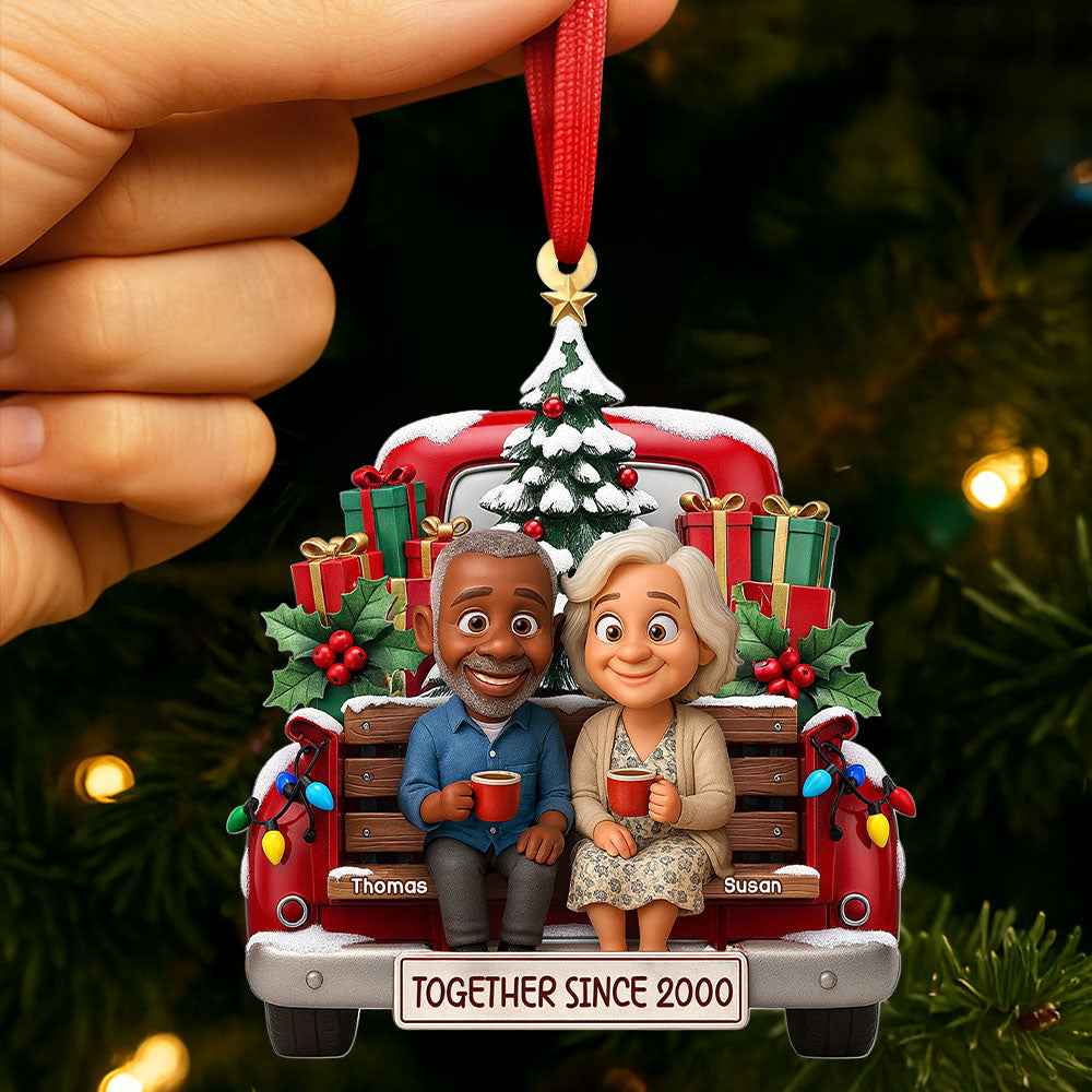 Old Couple Cheering On Truck Ornament - Custom Photo Gifts For Couple 03pati300825-Homacus