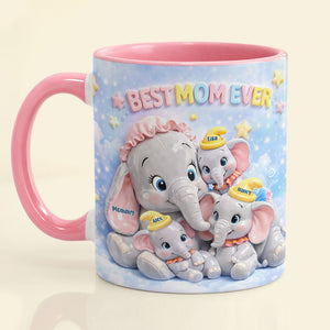 Elephant Mom And Kids Coffee Accent Mug - Personalized Gifts For Mother's Day Coffee Mug 02HUTI050226-Homacus