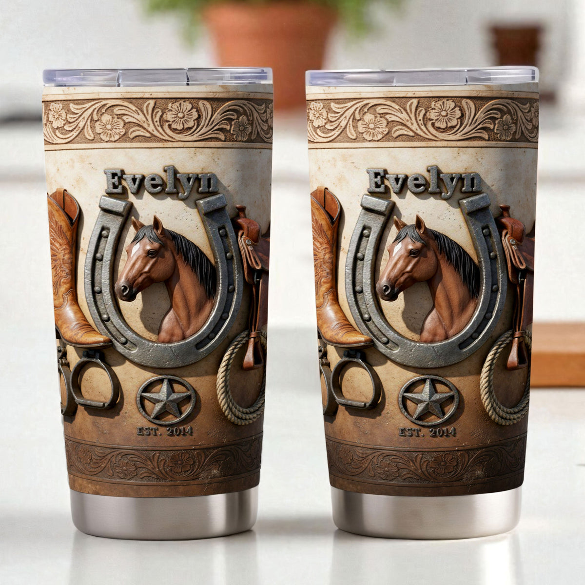 Cowboy Horse Tumbler – Custom Photo Gifts For Horse Lovers 04kiti271225-Homacus