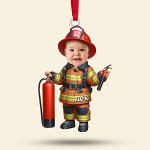 Custom Photo Gifts For Kids Christmas Ornament - Firefighter Themes-Homacus