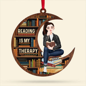 Personalized Gift For Book Lovers, Reading Is My Therapy Acrylic Ornament 02TOTI200924PA-Homacus