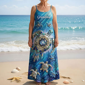 Turtle Grandma And Kids Maxi Dress - Personalized Gifts For Grandma 05HUTI080426-Homacus